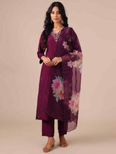Wine Color Suit With Cutdana, Sequins and Dapka Work - House of Surya